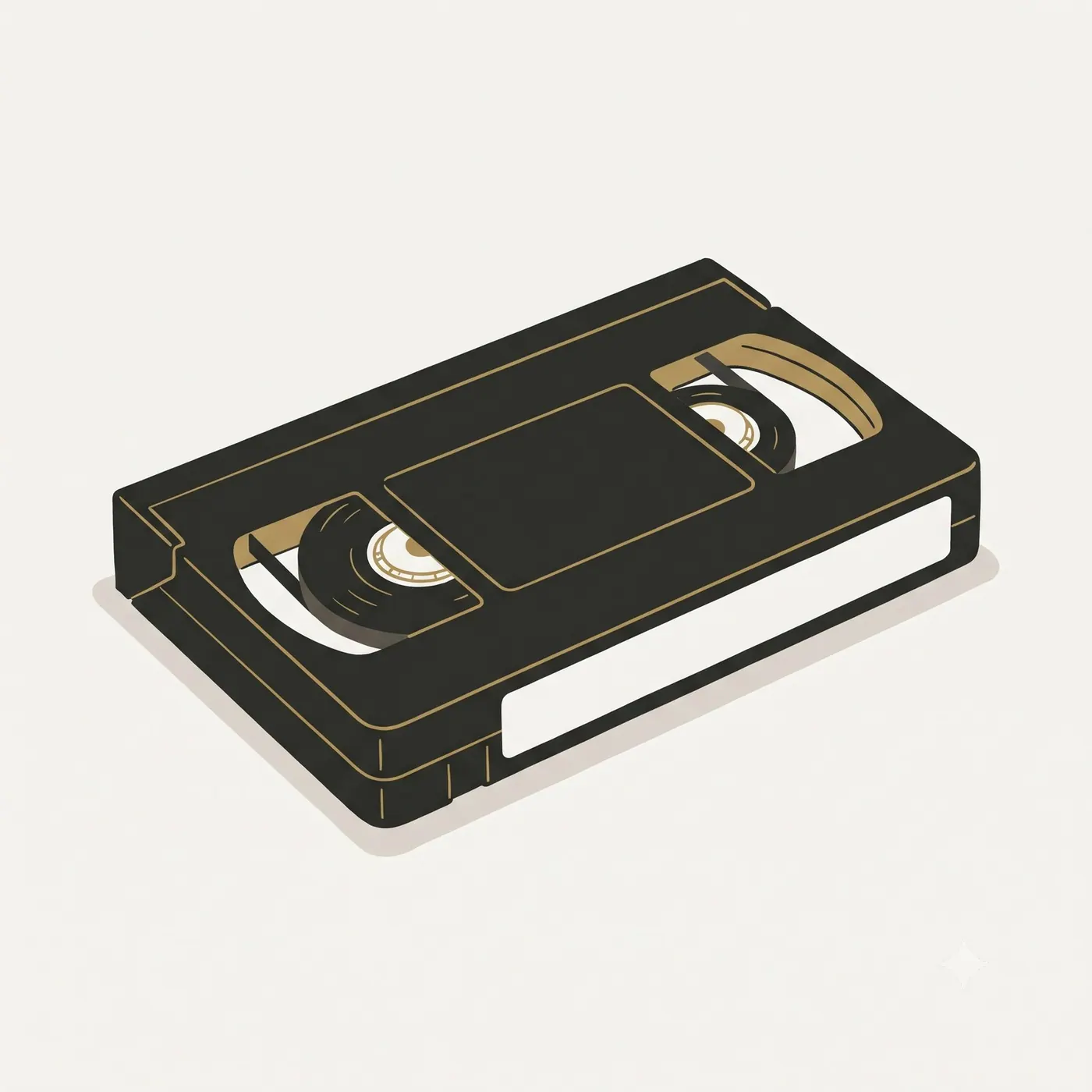 Illustration d'une cassette vidéo VHS, ses deux bobines visibles